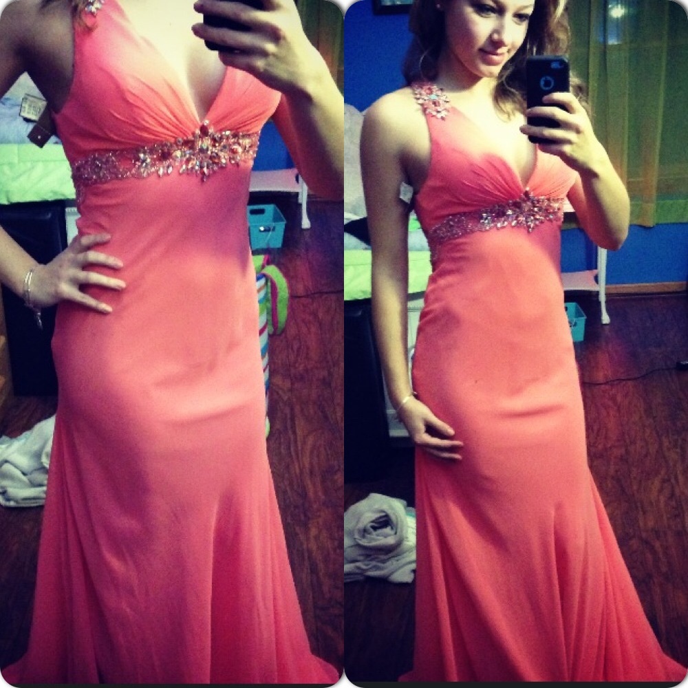 Crush pink halter prom dress
